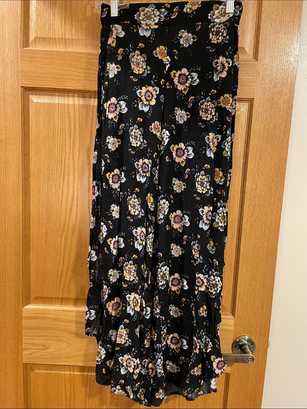 Black Floral Swim Coverup - Flowy Pants
